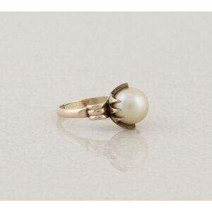 14k Yellow Gold Freshwater Pearl Ring Antique Art Deco Size 6
